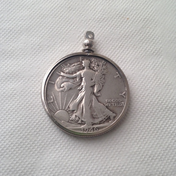 1946 Silver Half Dollar Coin, 18in 925 Chain - Picture 6 of 8